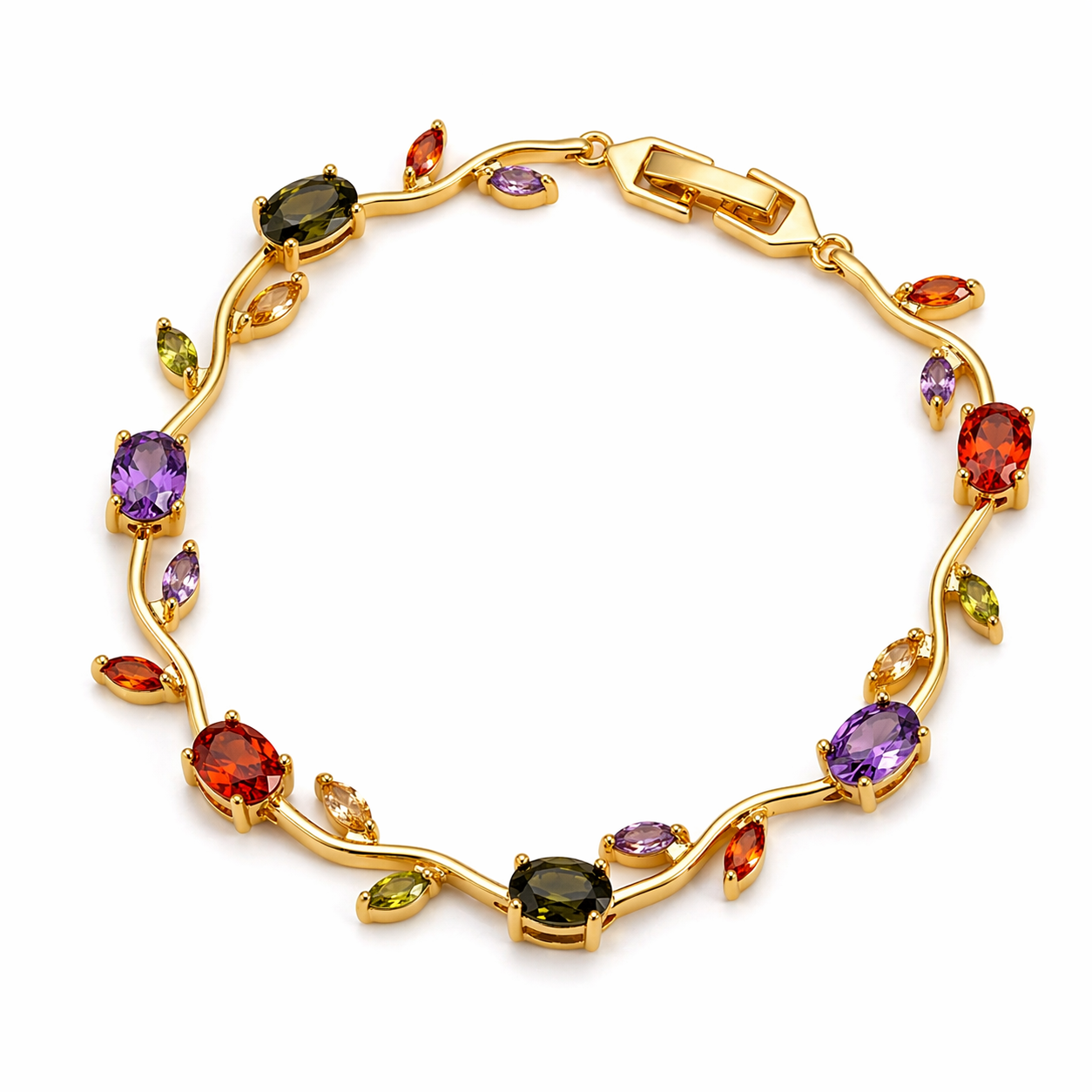 Multi Coloured Tulip Bracelet - 18k Gold Plated