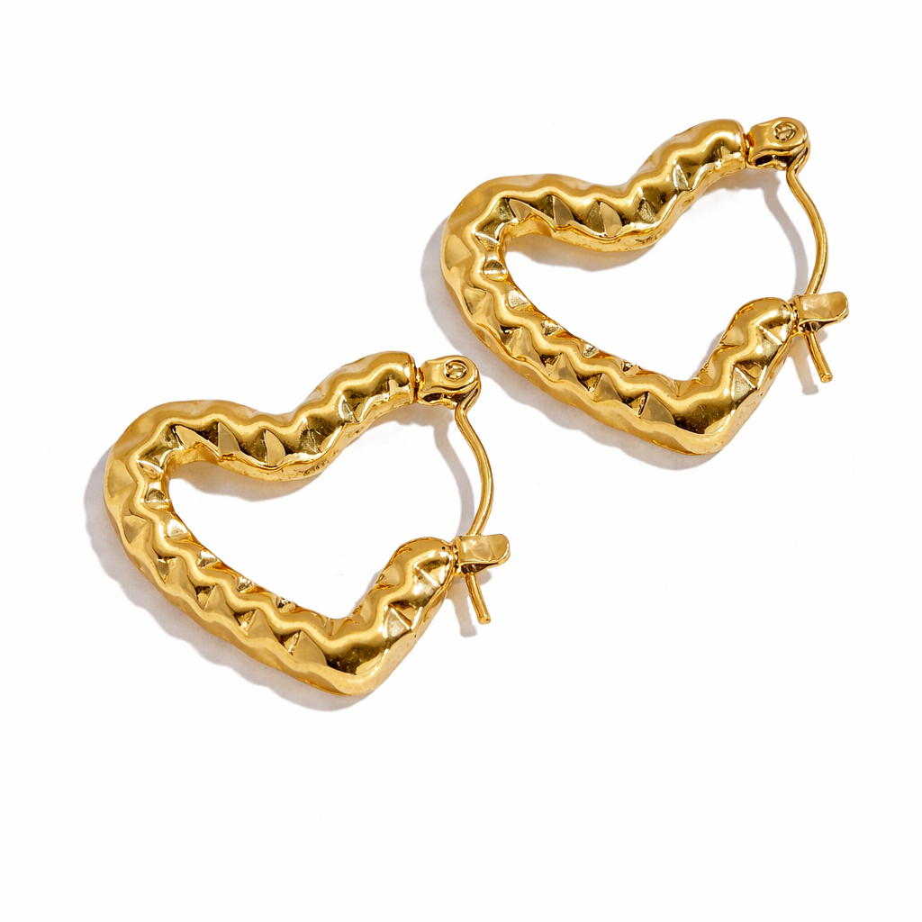 Heart-let Hoops: Anti-Tarnish Gold Plated
