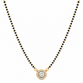 Taanvi Mangalsutra 18K gold plated zirconia diamond circular pendant black bead chain