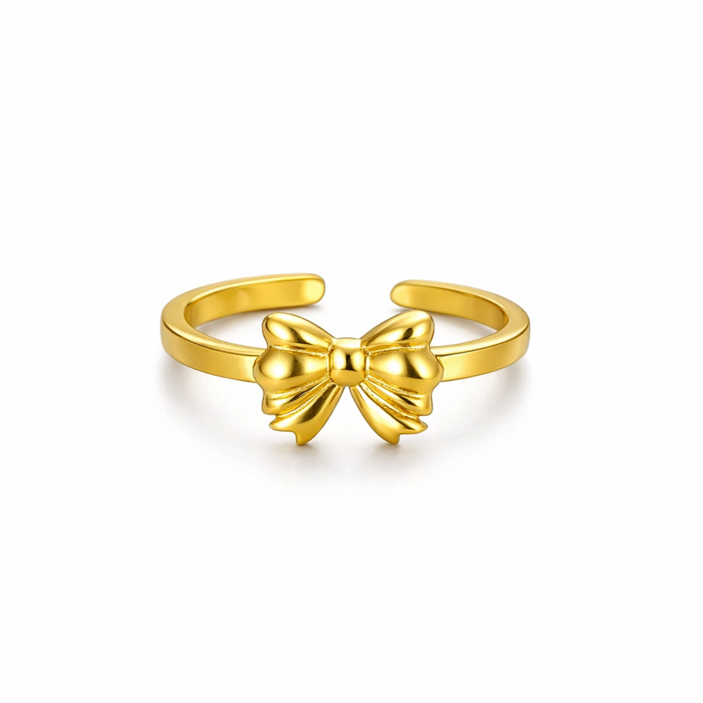 Golden Bow Ring: Anti-Tarnish Gold Plated