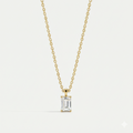White Emerald Bar Necklace: Anti-tarnish gold plated.