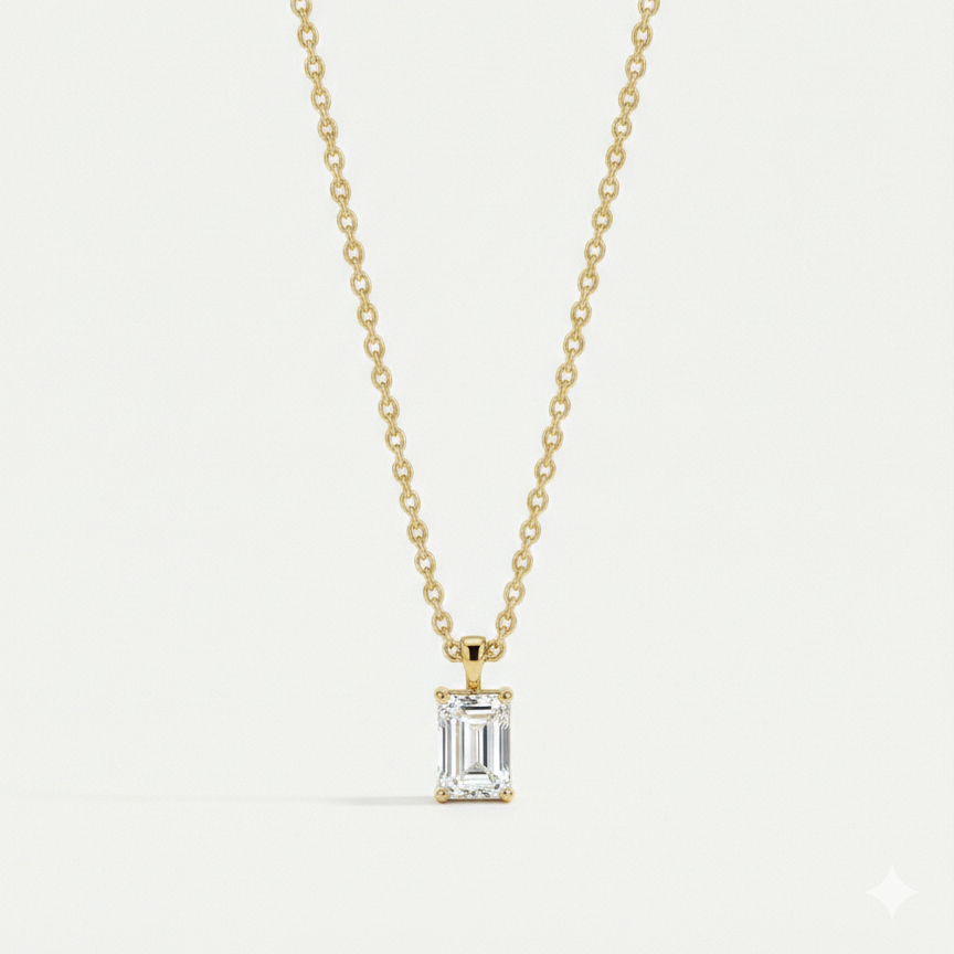 White Emerald Bar Necklace: Anti-tarnish gold plated.
