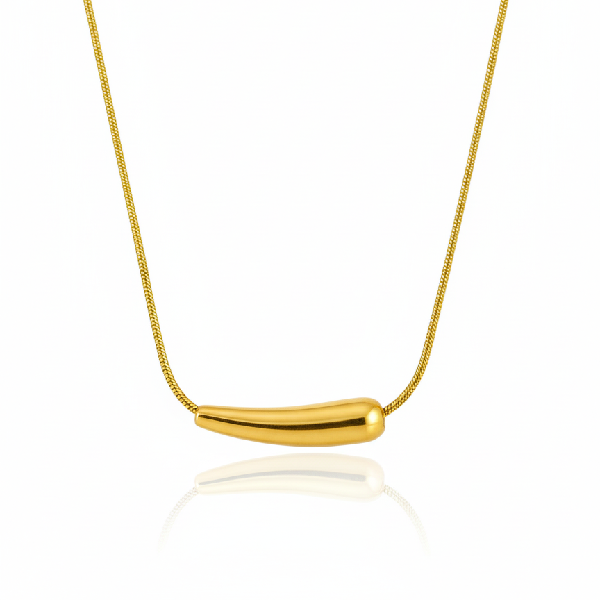 The Spherical Necklace: Anti-tarnish gold plated.