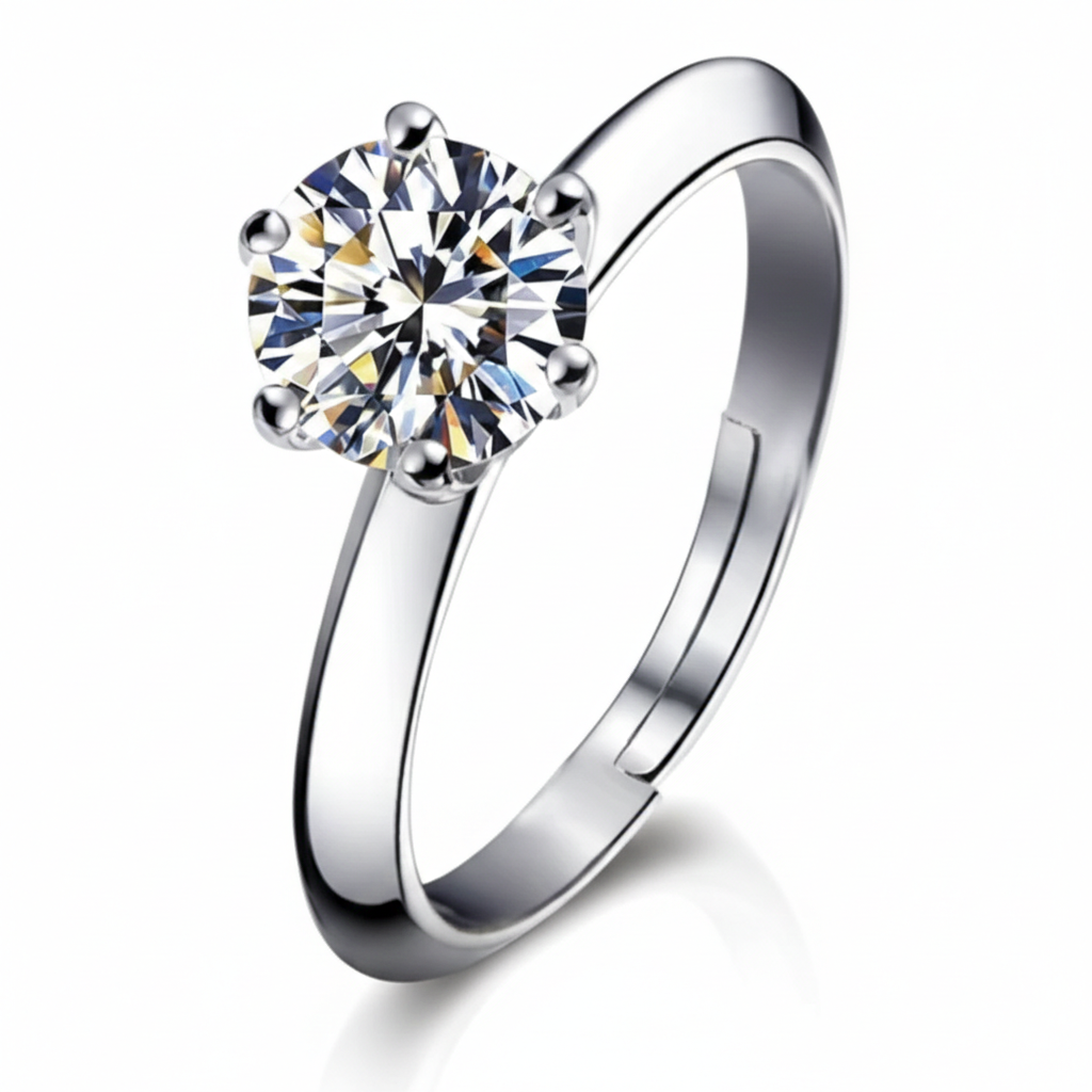 Silver Solitaire Ring:  Anti-Tarnish Silver Plated