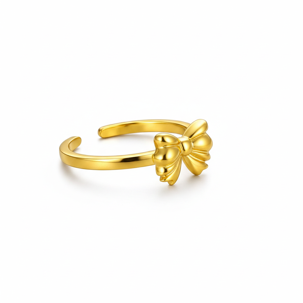 Golden Bow Ring: Anti-Tarnish Gold Plated