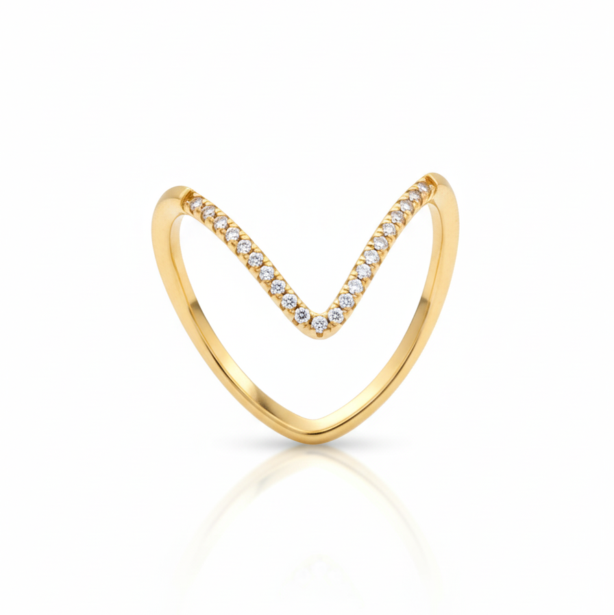 V Ring: 18k Gold Plated