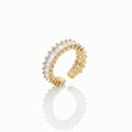White Diamond Golden Band Ring: Anti-Tarnish Gold Plated