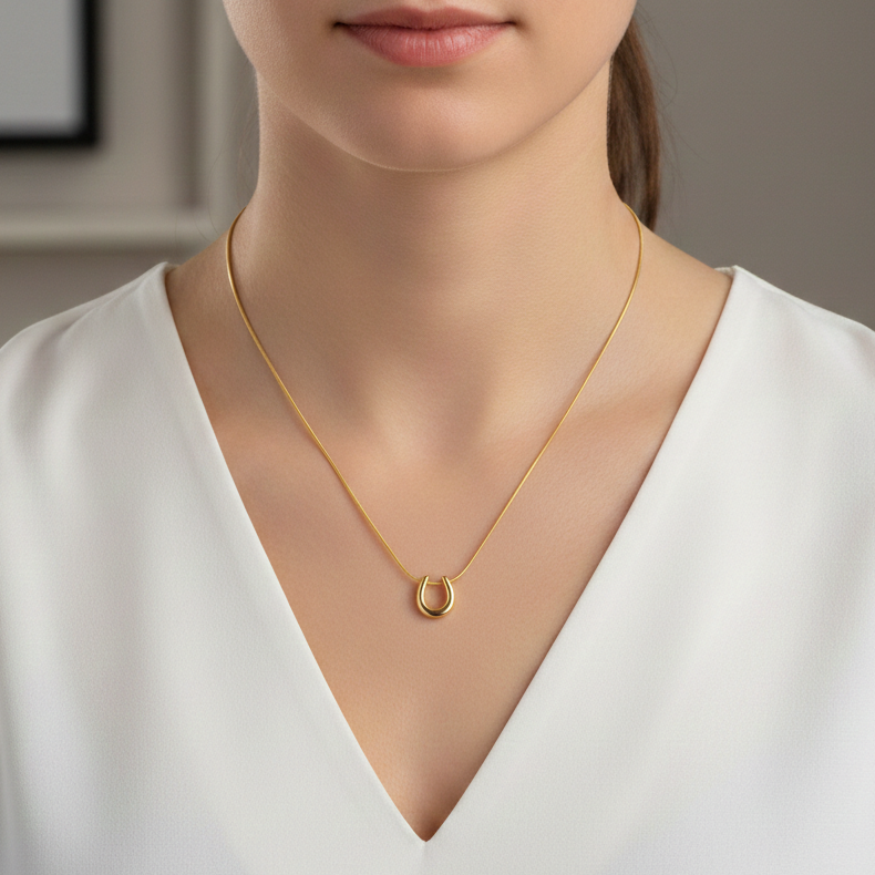 The Golden Arc Pendant Necklace:  Anti-tarnish gold plated.