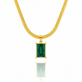 Green Emerald Pendant Necklace:  Anti-tarnish gold plated.