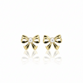 Pearled Bow Earrings:  Anti-Tarnish Gold Plated