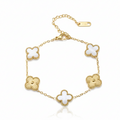 White Clover Bracelet: Anti-Tarnish Gold Plated