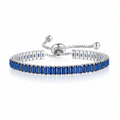 Blue American Diamond Tennis Bracelet: Anti-Tarnish Silver Plated