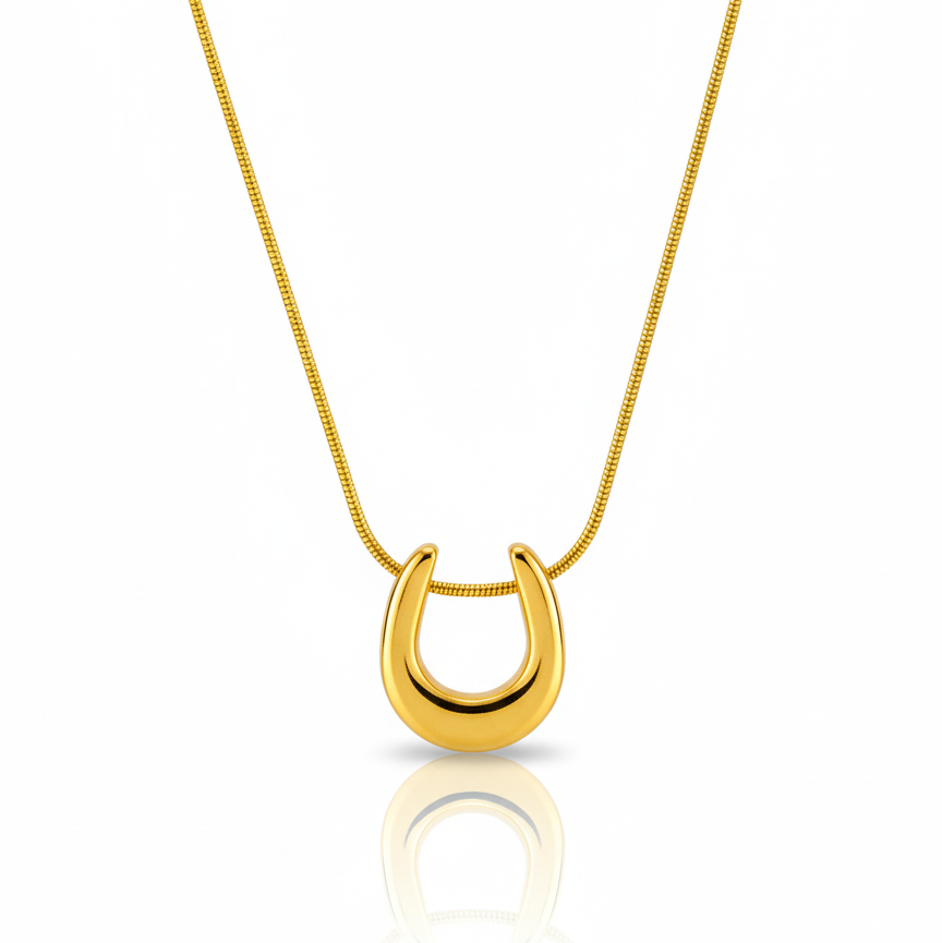 The Golden Arc Pendant Necklace:  Anti-tarnish gold plated.