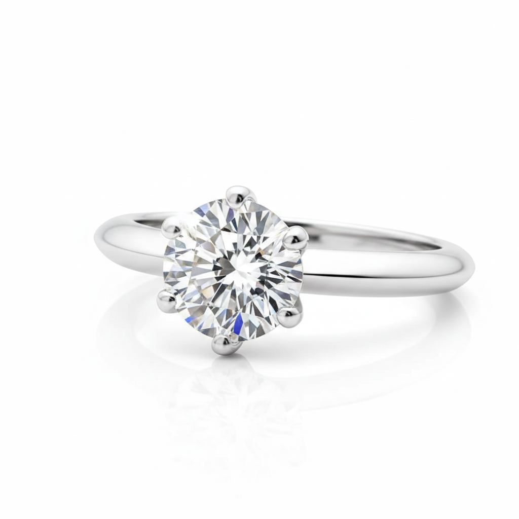 Silver Solitaire Ring:  Anti-Tarnish Silver Plated