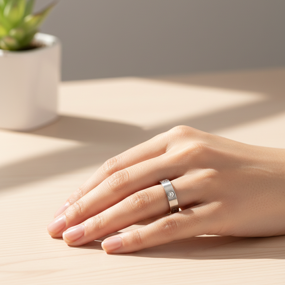 Silver band ring: Anti-tarnish silver plated.