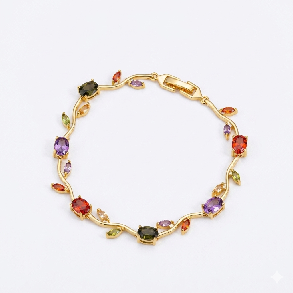 Multi Coloured Tulip Bracelet - 18k Gold Plated