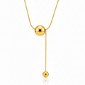 Golden Ball Drop Pendant Necklace: Anti-tarnish gold plated.