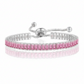 Pink American Diamond Tennis Bracelet: Anti-Tarnish Silver Plated
