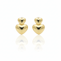 Dual Heart Earrings:  Anti-Tarnish Gold Plated
