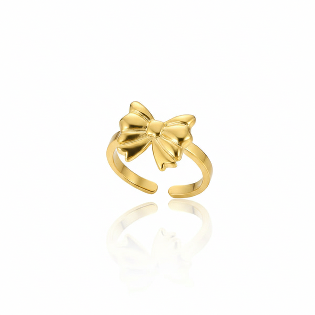 Golden Bow Ring: Anti-Tarnish Gold Plated