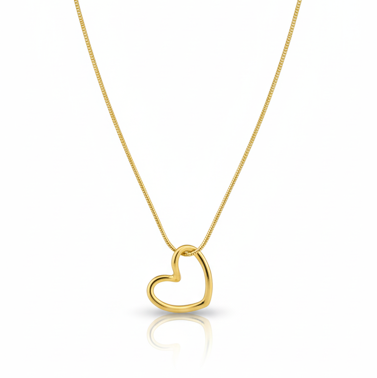 Hollow Heart Pendant Necklace: Anti-tarnish gold plated.