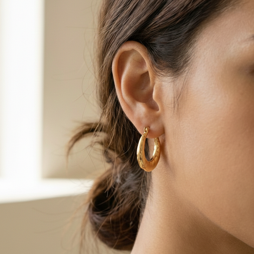 Croissant Hoops: Anti-Tarnish Gold Plated