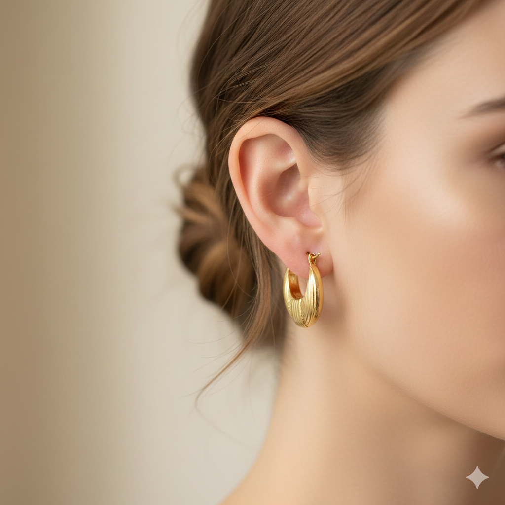Crescent Hoops:  Anti-Tarnish Gold Plated
