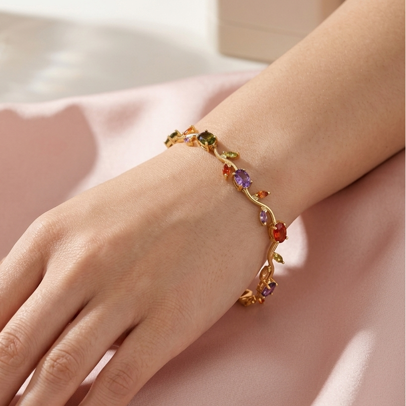 Multi Coloured Tulip Bracelet - 18k Gold Plated