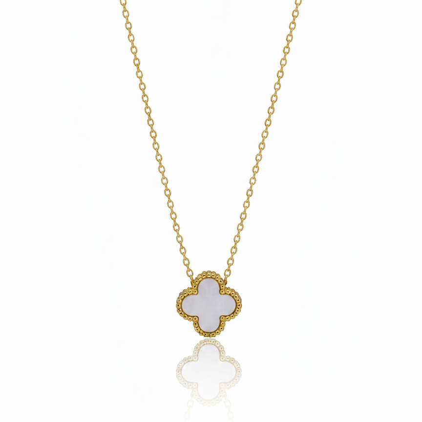 Reversible Clover Pendant Necklace: Anti-tarnish gold plated.