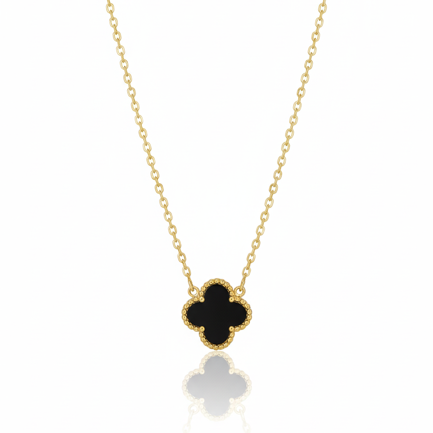 Reversible Clover Pendant Necklace: Anti-tarnish gold plated.