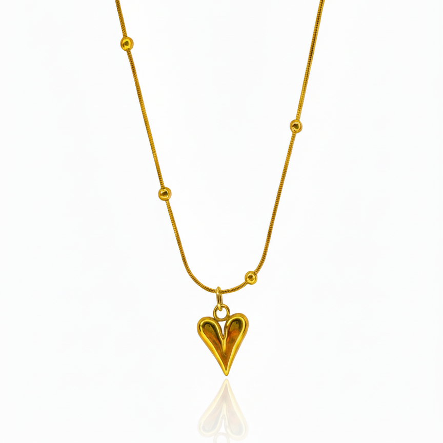 Sweet Heart Necklace: Anti-tarnish gold plated.