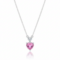 Silver Pink Amor Pendant Necklace: Anti-tarnish Silver-Plated