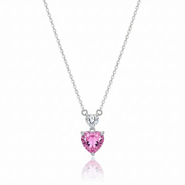 Silver Pink Amor Pendant Necklace: Anti-tarnish Silver-Plated