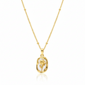 White Rose Pendant Necklace: Anti-tarnish gold plated.