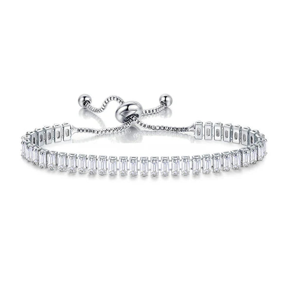 Silver White American Diamond Tennis Bracelet: Anti-Tarnish Silver Plated