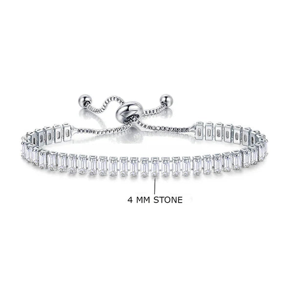 Silver White American Diamond Tennis Bracelet: Anti-Tarnish Silver Plated