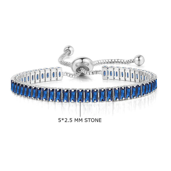Blue American Diamond Tennis Bracelet: Anti-Tarnish Silver Plated