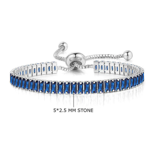 Blue American Diamond Tennis Bracelet: Anti-Tarnish Silver Plated