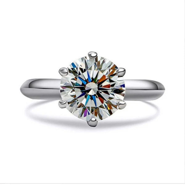 Silver Solitaire Ring:  Anti-Tarnish Silver Plated