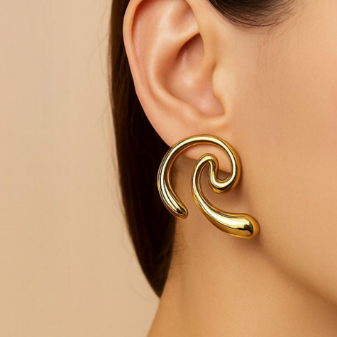 Swirl Earrings: Anti-Tarnish Gold Plated